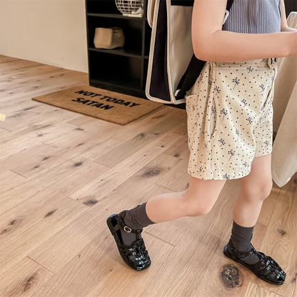 -キッズ 水玉 ドット ルーズ ショートパンツ ベージュ グレーパープル ガールズ - mamahalo shop - ハーフパンツ・ショートパンツ -  べビー服 - 子供服 - 男の子 - 女の子