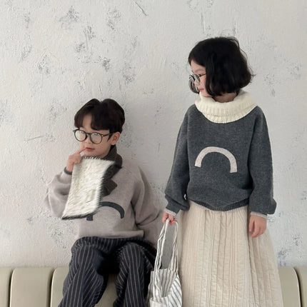 キッズトップス 幾何学刺繍ニットセーター 2カラー - mamahalo shop - ニット・セーター -  べビー服 - 子供服 - 男の子 - 女の子