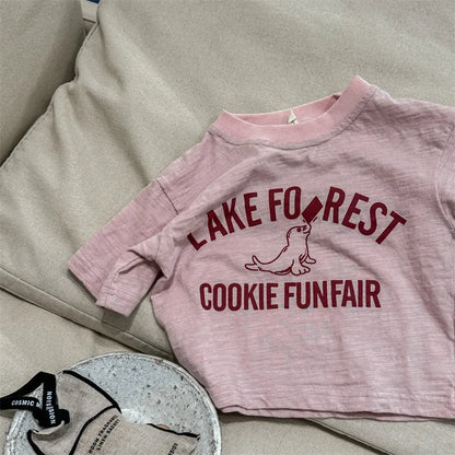 -キッズトップス 半袖Tシャツ アシカプリントロゴ 杢4カラー - mamahalo shop - 半袖Tシャツ -  べビー服 - 子供服 - 男の子 - 女の子