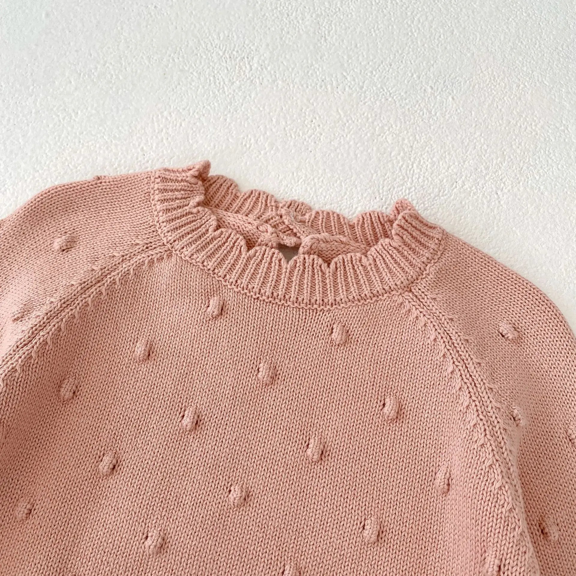 -ベビートップス ニットセーター 水玉ドット ピンク - mamahalo shop - ニット・セーター -  べビー服 - 子供服 - 男の子 - 女の子