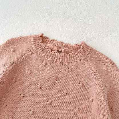 -ベビートップス ニットセーター 水玉ドット ピンク - mamahalo shop - ニット・セーター -  べビー服 - 子供服 - 男の子 - 女の子