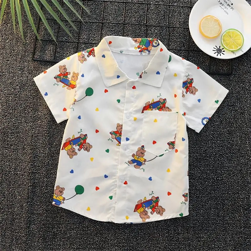 -キッズトップス プリント半袖シャツ タイガー虎 くまベア パンダ ワニ - mamahalo shop - 半袖シャツ・ブラウス -  べビー服 - 子供服 - 男の子 - 女の子