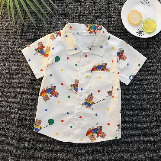 -キッズトップス プリント半袖シャツ タイガー虎 くまベア パンダ ワニ - mamahalo shop - 半袖シャツ・ブラウス -  べビー服 - 子供服 - 男の子 - 女の子