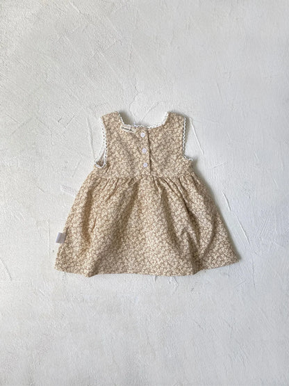 -ベビーワンピース フラワープリントレース縁取りノースリーブワンピース - mamahalo shop - ノースリーブワンピース -  べビー服 - 子供服 - 男の子 - 女の子