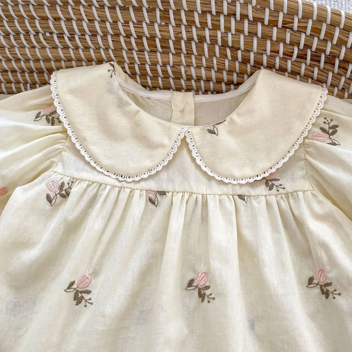 -ベビーセットアップ 2点セット/ロンパース フラワー刺繍長袖チュニックブラウス＋ブルマパンツ/長袖ジャンプスーツ【mh0007411】 - mamahalo shop - 長袖セットアップ -  べビー服 - 子供服 - 男の子 - 女の子