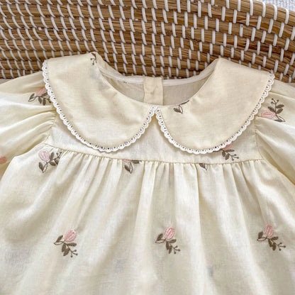 -ベビーセットアップ 2点セット/ロンパース フラワー刺繍長袖チュニックブラウス＋ブルマパンツ/長袖ジャンプスーツ【mh0007411】 - mamahalo shop - 長袖セットアップ -  べビー服 - 子供服 - 男の子 - 女の子