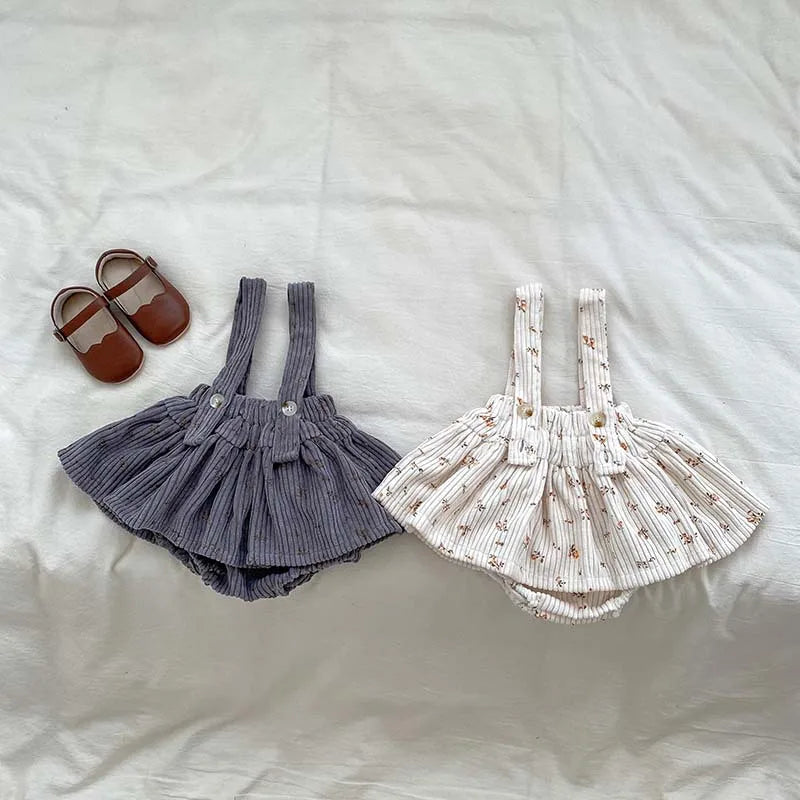 -ベビートップス/ブルマ 長袖襟付きTシャツブラウス/コーデュロイサスペンダースカート 2カラー【mh0006469】 - mamahalo shop - 長袖セットアップ -  べビー服 - 子供服 - 男の子 - 女の子