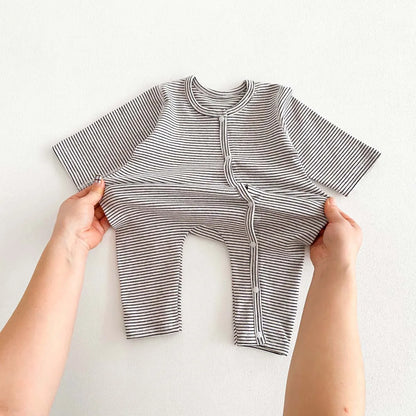 -ベビーロンパース 長袖ボディスーツ ボーダー柄 新生児 肌着 4カラー - mamahalo shop - 長袖ロンパース -  べビー服 - 子供服 - 男の子 - 女の子