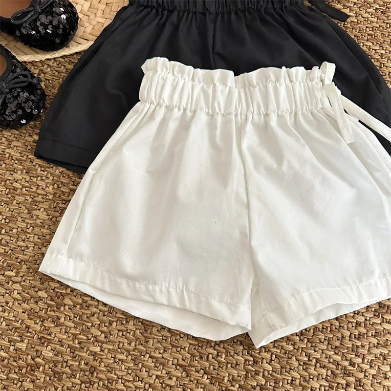 -キッズパンツ ハイウエスト ショートパンツ 2カラー【mh0005304】 - mamahalo shop - ハーフパンツ・ショートパンツ -  べビー服 - 子供服 - 男の子 - 女の子