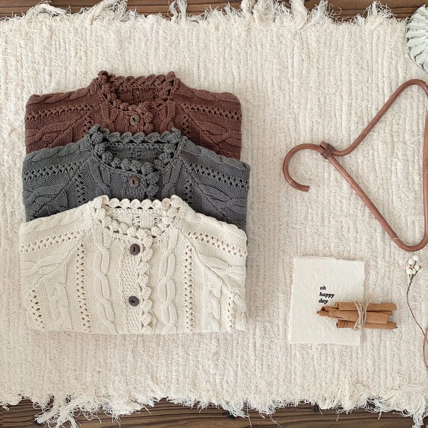 -ベビーキッズカーディガン レースフリルニットジャケット 3カラー - mamahalo shop - カーディガン・パーカー -  べビー服 - 子供服 - 男の子 - 女の子