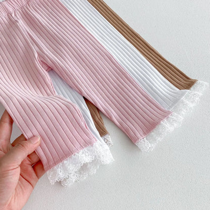 -キッズパンツ 裾レースリブニットレギンスパンツ 3カラー - mamahalo shop - レギンスパンツ -  べビー服 - 子供服 - 男の子 - 女の子