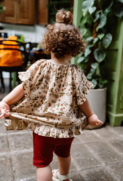 -☺︎ ベビーセットアップ 2点セット ノースリーブブラウス+フリルブルマパンツ フラワー花柄プリント 2カラー - mamahalo shop - 半袖セットアップ -  べビー服 - 子供服 - 男の子 - 女の子