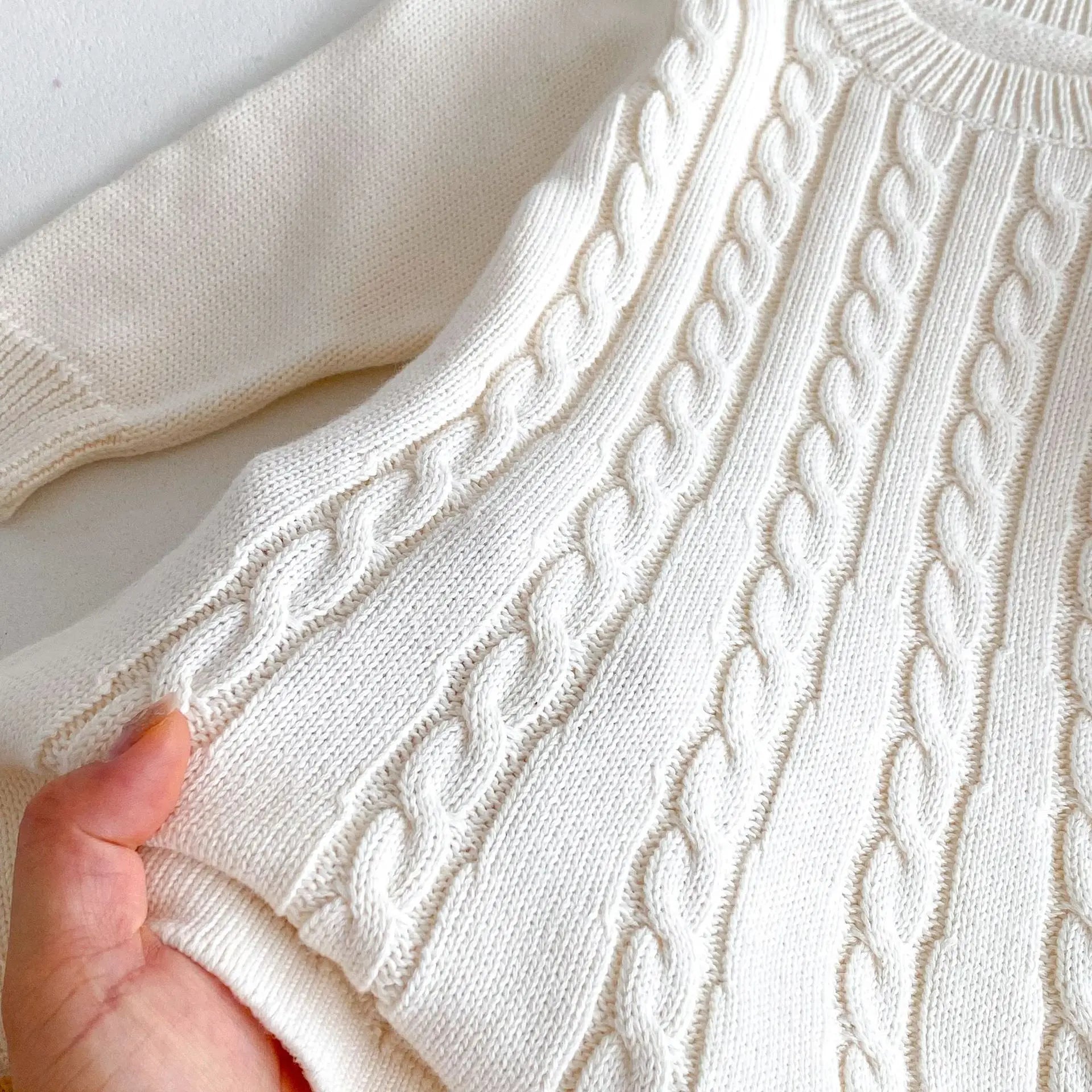 -キッズワンピース アランニットAライン長袖ワンピースドレス 3カラー【mh0006827】 - mamahalo shop - 長袖セットアップ -  べビー服 - 子供服 - 男の子 - 女の子