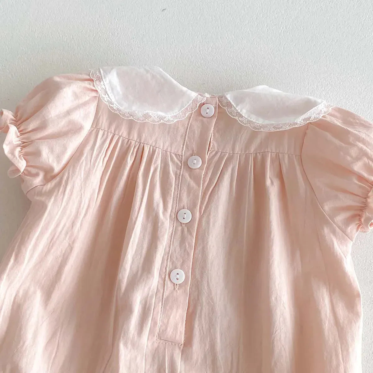 -ベビーロンパース 半袖ボディスーツ フラワー刺繍 ピンク【mh0006272】 - mamahalo shop - 半袖ロンパース -  べビー服 - 子供服 - 男の子 - 女の子