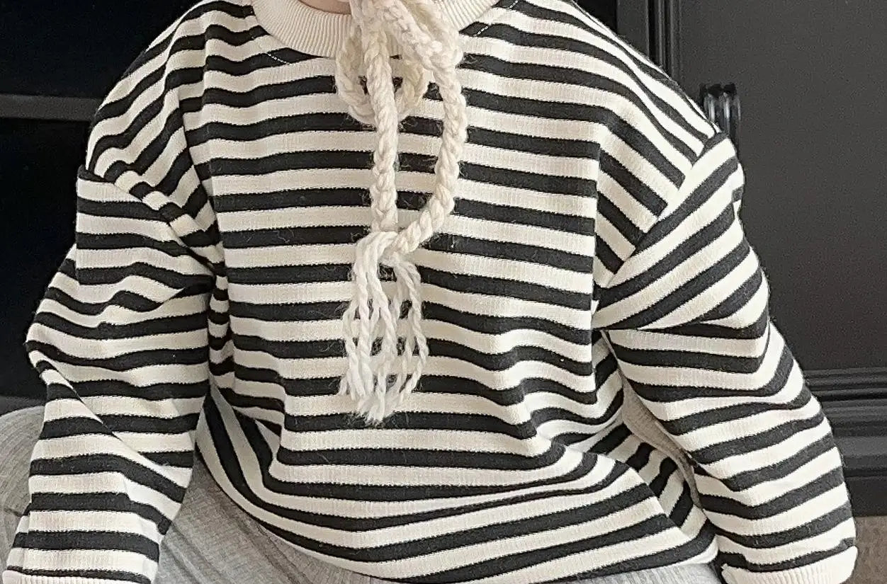 -ベビーキッズトップス 長袖ボーダーTシャツ リブレギンスパンツ - mamahalo shop - 長袖Tシャツ -  べビー服 - 子供服 - 男の子 - 女の子