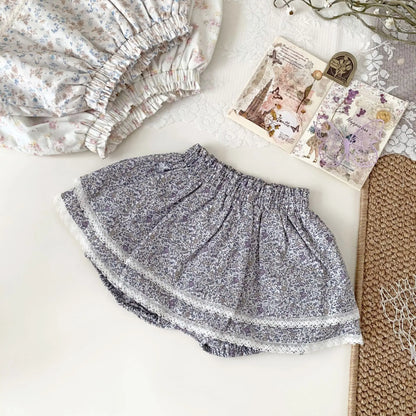 -ベビーキッズパンツ フリルスカートブルマ パンツインスカート フラワー花柄プリント 3カラー - mamahalo shop - ブルマパンツ -  べビー服 - 子供服 - 男の子 - 女の子