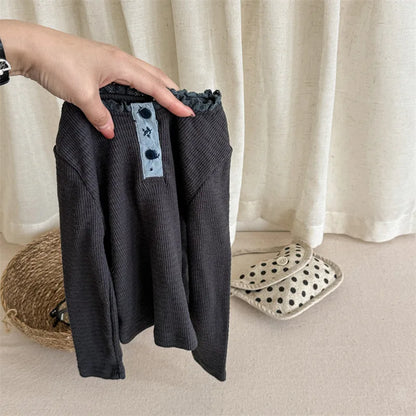 -キッズトップス 長袖Tシャツ レースヘンリーネック 3カラー - mamahalo shop - 長袖Tシャツ -  べビー服 - 子供服 - 男の子 - 女の子