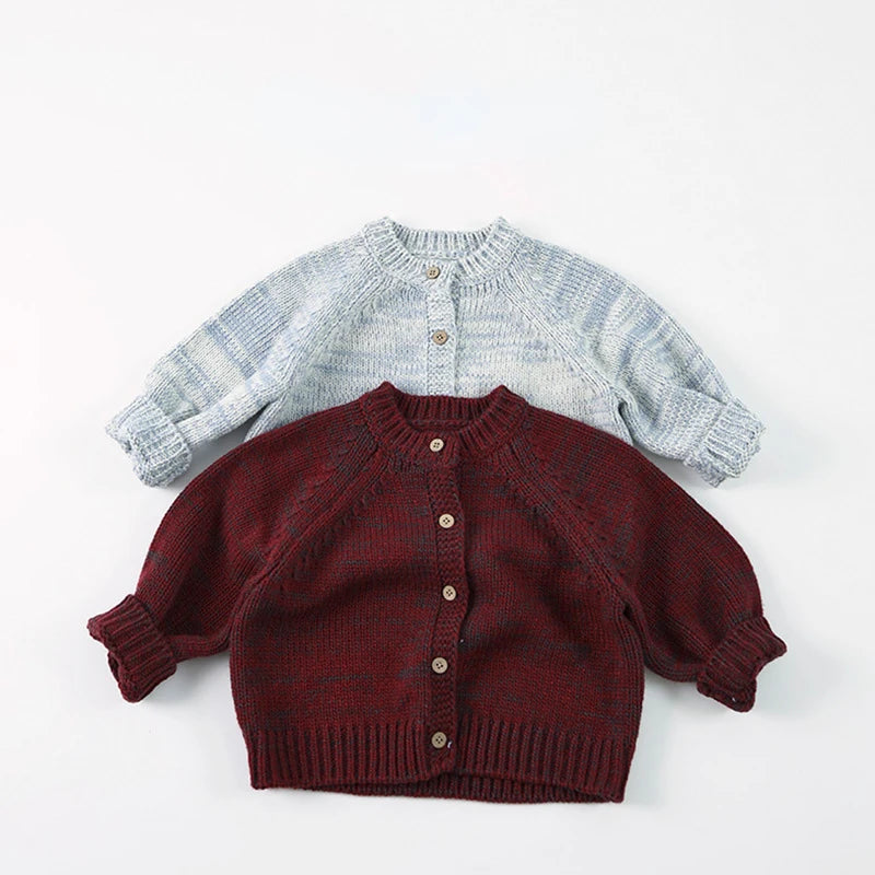 -キッズカーディガン シンプルベーシックルーズニットジャケット 2カラー【mh0007103】 - mamahalo shop - カーディガン・パーカー -  べビー服 - 子供服 - 男の子 - 女の子