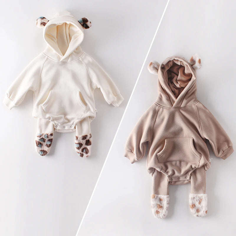 -ベビーパンツ レオパード柄ファー足つきレギンスパンツ 2カラー【mh0007001】 - mamahalo shop - レギンスパンツ -  べビー服 - 子供服 - 男の子 - 女の子