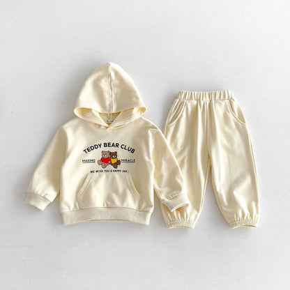-キッズセットアップ 2点セット ベアくまプリントフーディパーカー+ロングスウェットパンツ 2カラー【mh0007006】 - mamahalo shop - 長袖セットアップ -  べビー服 - 子供服 - 男の子 - 女の子