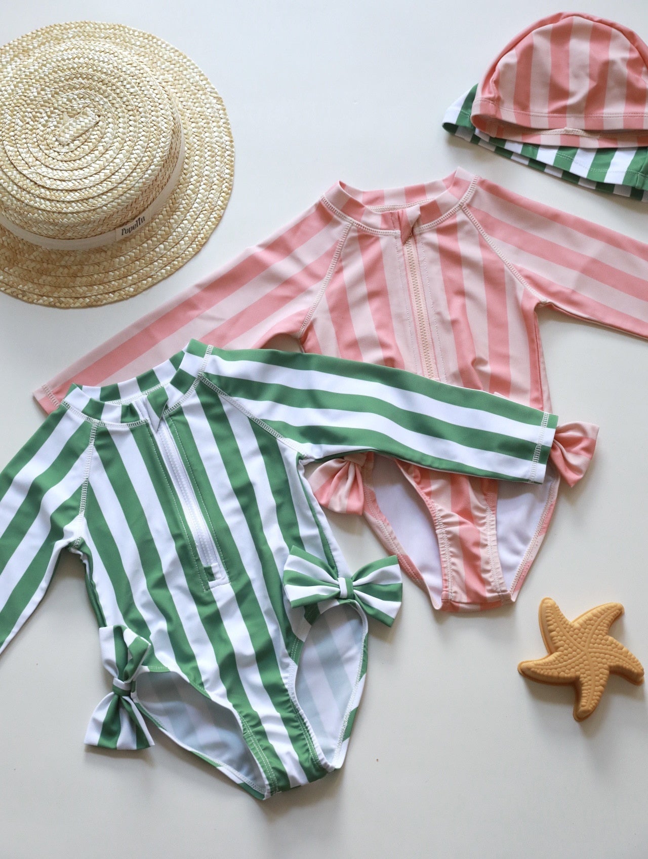 -キッズ 水着 フラワー 花柄 長袖 ワンピース ビキニ セパレート 帽子 セット ラッシュガード スイムウェア 10スタイル ガールズ【mh0002217】 - mamahalo shop - ベビー用水着 -  べビー服 - 子供服 - 男の子 - 女の子