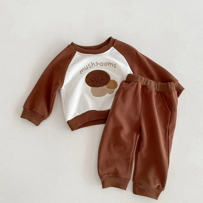 -ベビーキッズセットアップ 2点セット スウェットシャツ スウェットパンツ フルーツ柄 - mamahalo shop - 長袖セットアップ -  べビー服 - 子供服 - 男の子 - 女の子