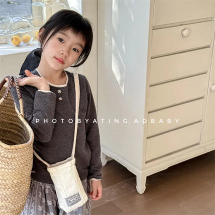 キッズトップス レース縁取り長袖Tシャツ - mamahalo shop - 長袖Tシャツ -  べビー服 - 子供服 - 男の子 - 女の子