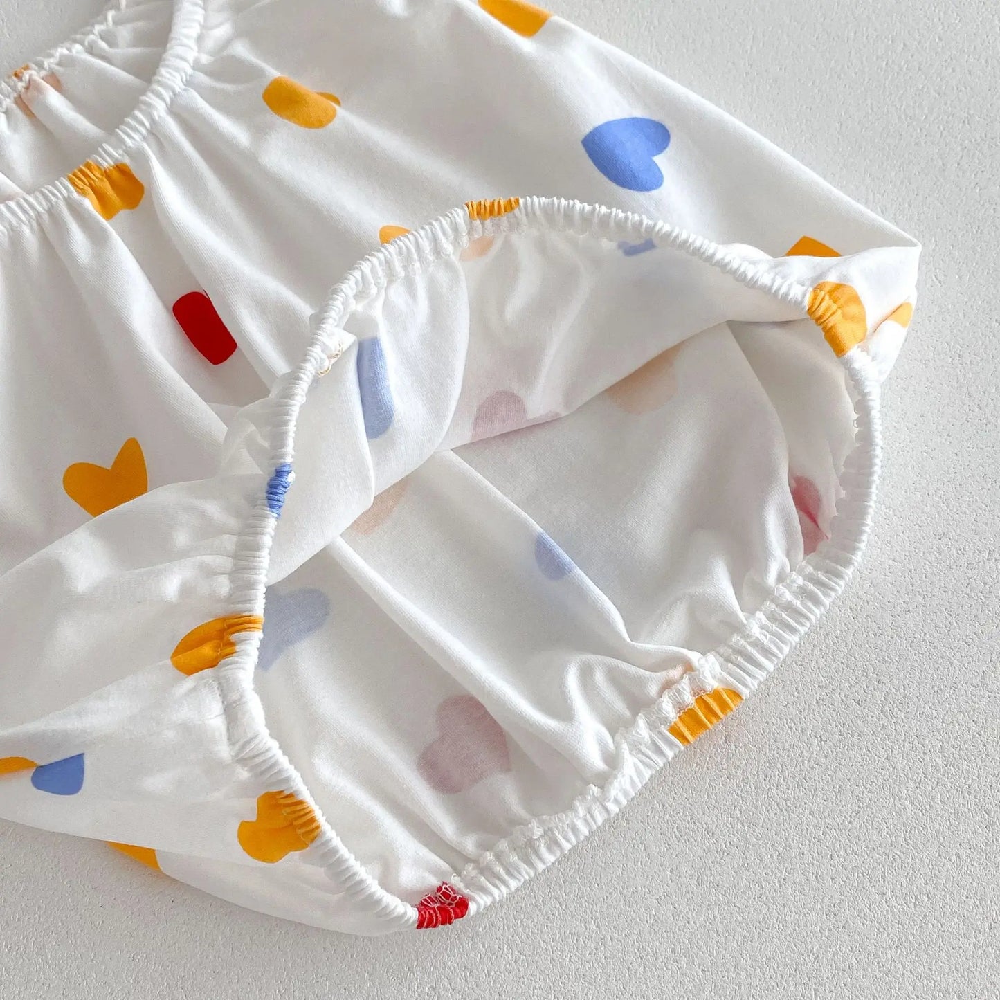 -キッズセットアップ 2点セット キャミソールトップス+ショートパンツ カラフルハート/水玉ドットプリント【mh0005389】 - mamahalo shop - ノースリーブセットアップ -  べビー服 - 子供服 - 男の子 - 女の子