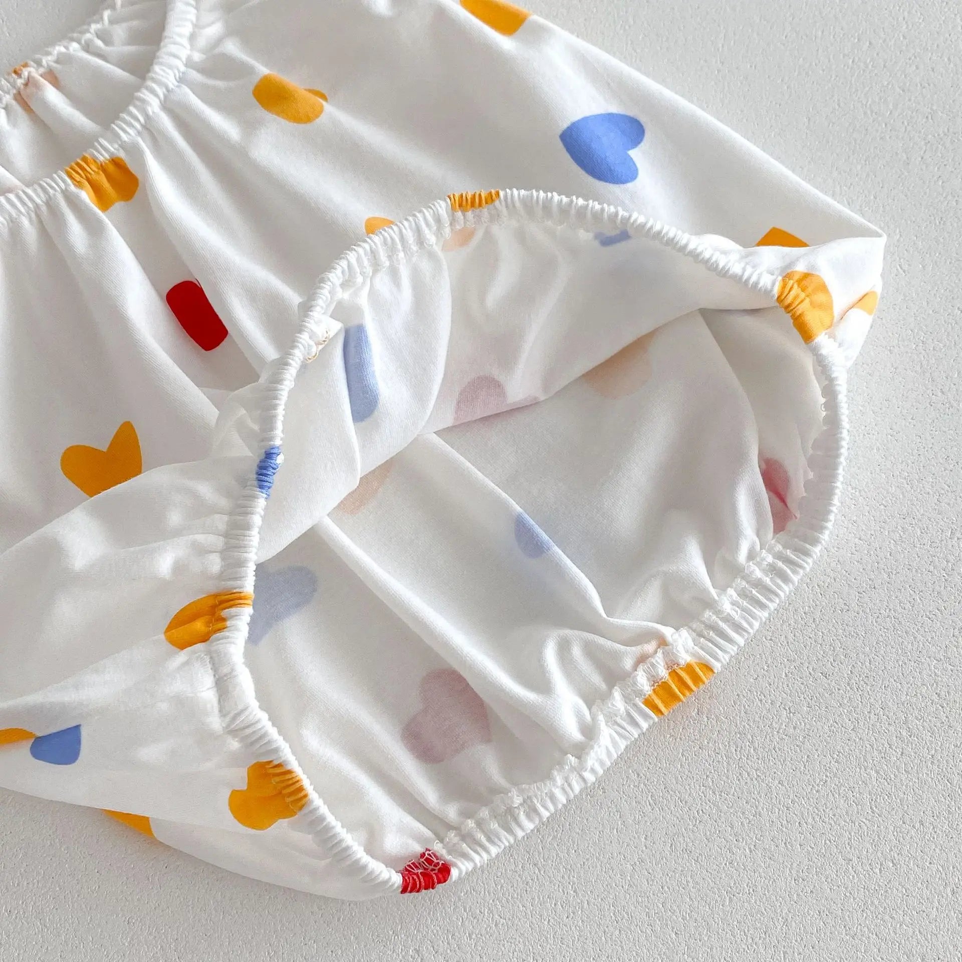 -キッズセットアップ 2点セット キャミソールトップス+ショートパンツ カラフルハート/水玉ドットプリント【mh0005389】 - mamahalo shop - ノースリーブセットアップ -  べビー服 - 子供服 - 男の子 - 女の子