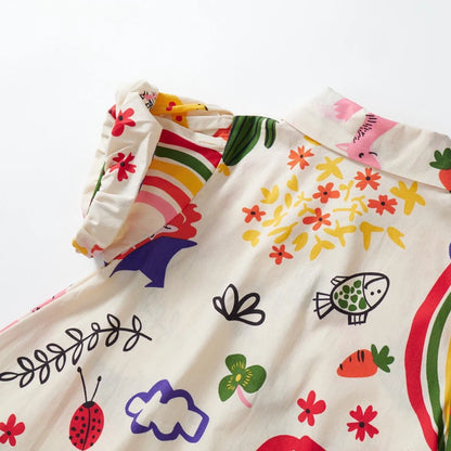 -キッズワンピース 半袖シャツドレス お絵描きプリント【mh0006138】 - mamahalo shop - 半袖ワンピース -  べビー服 - 子供服 - 男の子 - 女の子