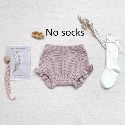 -ベビーキッズブルマ ニットフリルブルマパンツ 3カラー - mamahalo shop - ブルマパンツ -  べビー服 - 子供服 - 男の子 - 女の子