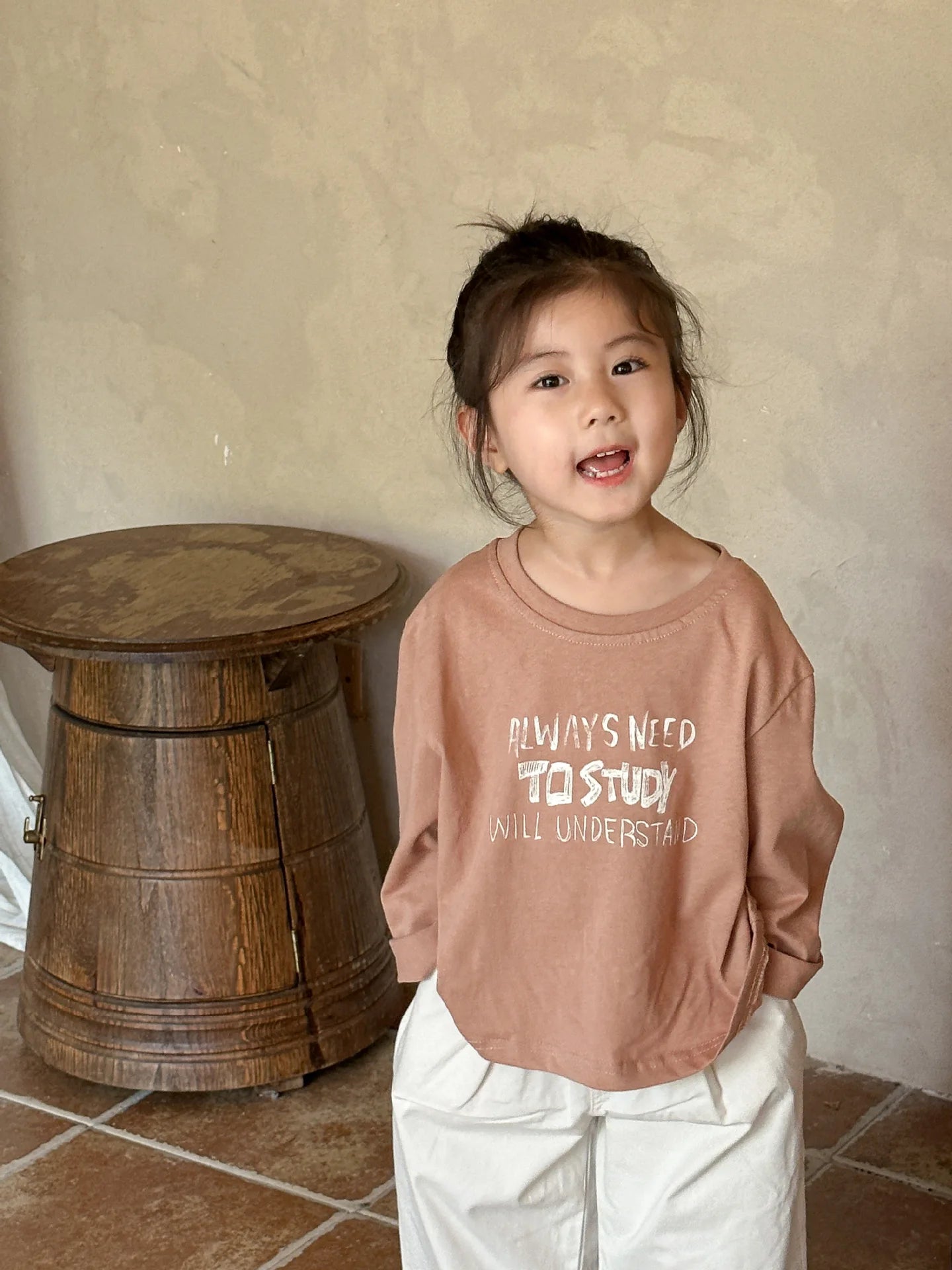 -キッズトップス 長袖Tシャツ レターロゴプリント 2カラー【mh0006155】 - mamahalo shop - 長袖Tシャツ -  べビー服 - 子供服 - 男の子 - 女の子
