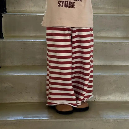 -キッズパンツ ボーダーワイドレッグルーズパンツ 3カラー - mamahalo shop - ロングパンツ・スウェットパンツ -  べビー服 - 子供服 - 男の子 - 女の子