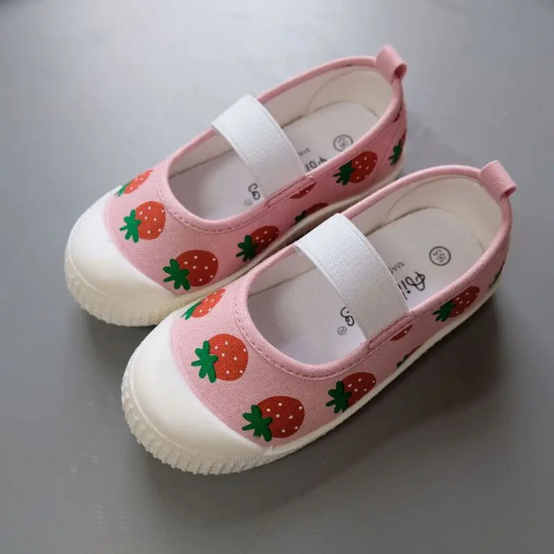 -ベビー キッズ みずたま チェック さくらんぼ あひる スマイル キャンバス バレエ シューズ 上履き - mamahalo shop - 靴 -  べビー服 - 子供服 - 男の子 - 女の子