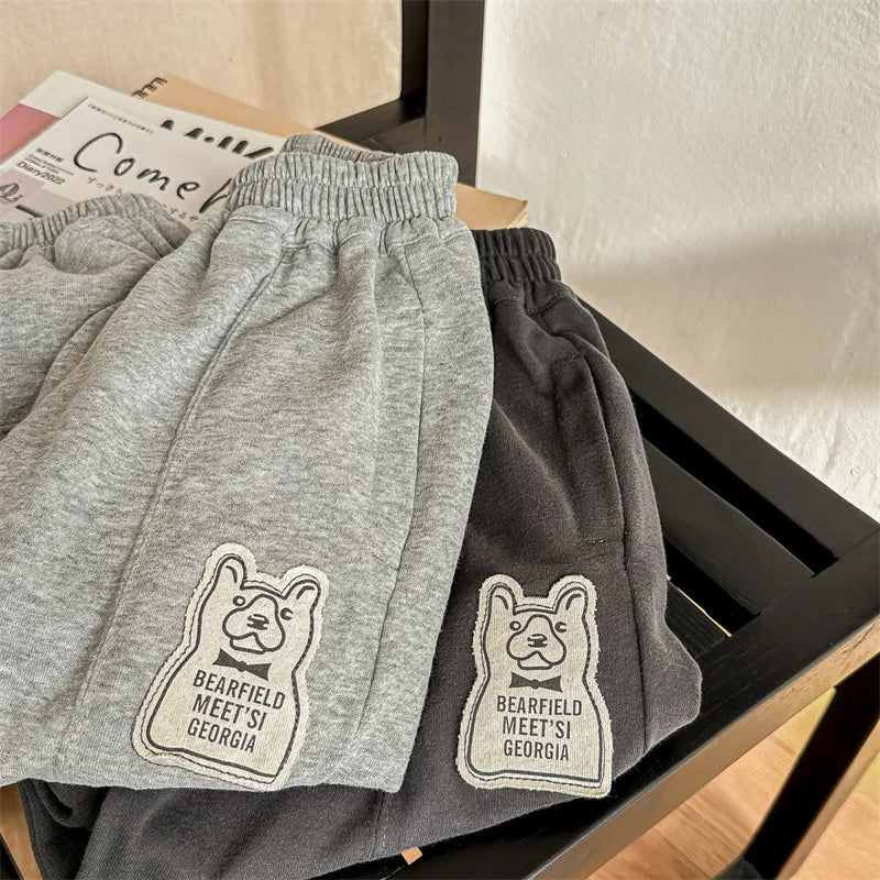 -キッズパンツ スウェットロングパンツ ルーズパンツ ライトグレー/ダークグレー/2カラー - mamahalo shop - ロングパンツ・スウェットパンツ -  べビー服 - 子供服 - 男の子 - 女の子