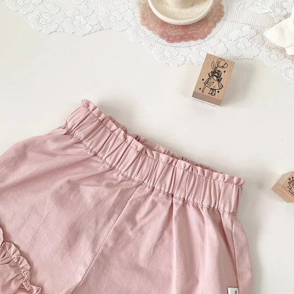 -ベビーキッズパンツ 裾フリル ショートパンツ 2カラー - mamahalo shop - ハーフパンツ・ショートパンツ -  べビー服 - 子供服 - 男の子 - 女の子