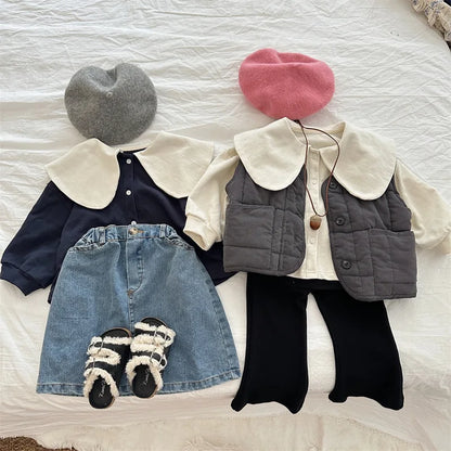 -キッズベスト 中綿キルティングレトロベストコート ダークグレー - mamahalo shop - ベスト -  べビー服 - 子供服 - 男の子 - 女の子