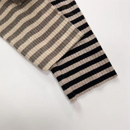 -キッズ レギンスパンツ ボーダー シンプル ベーシック カーキ ブラック 2カラー ユニセックス 男の子 女の子 子供服【mh0003013】 - mamahalo shop - レギンスパンツ -  べビー服 - 子供服 - 男の子 - 女の子