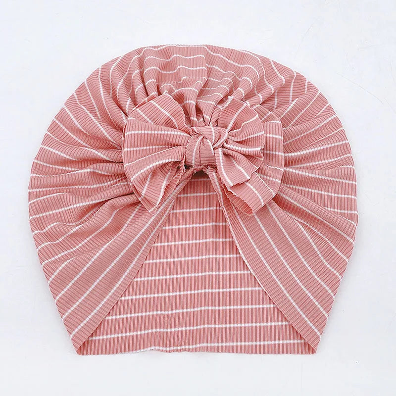 -ベビーターバン リボン帽子 ボーダー柄 11カラー【mh0003669】 - mamahalo shop - ベビー用帽子 -  べビー服 - 子供服 - 男の子 - 女の子