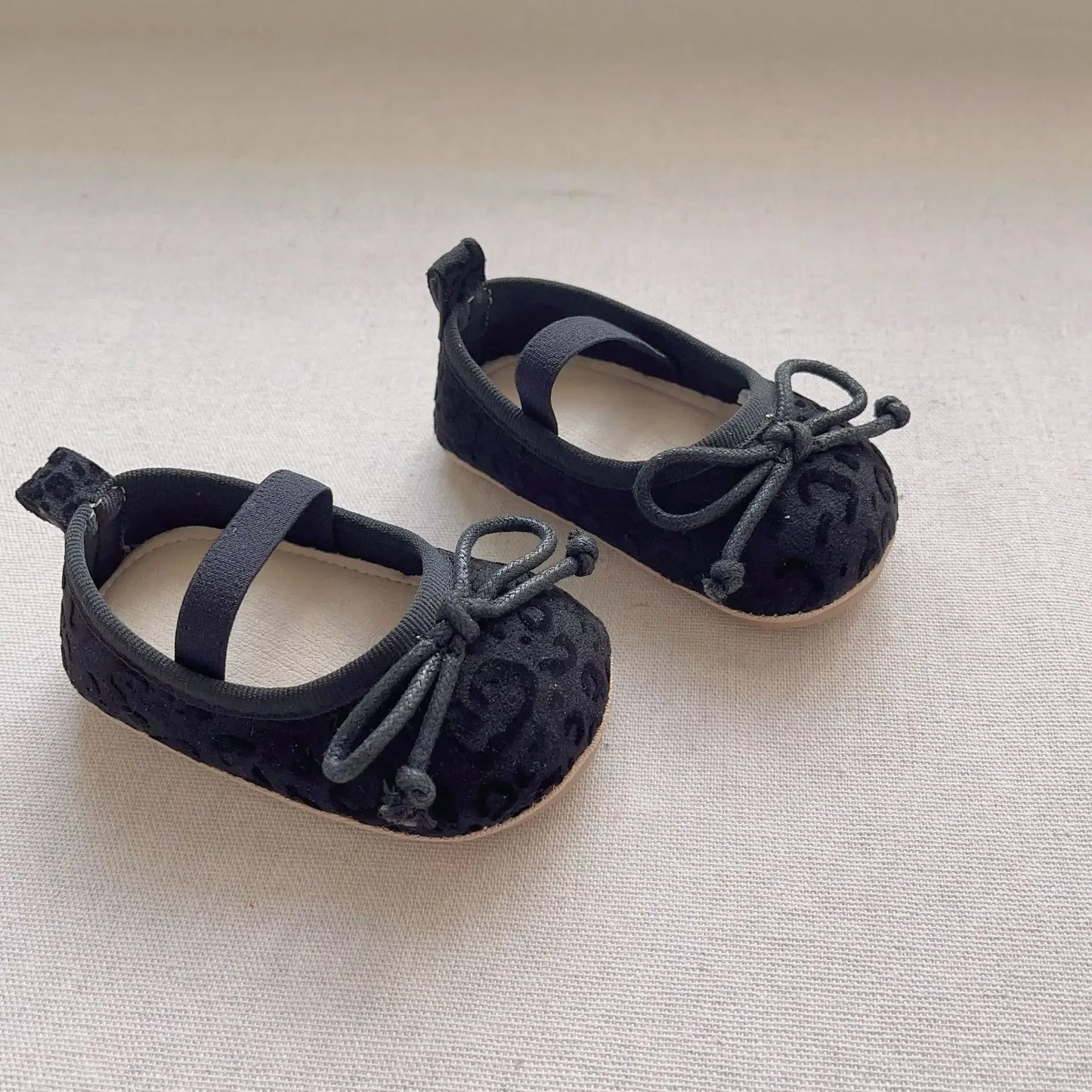 -ベビーシューズ レオパードリボンフラットバレエシューズ ファーストシューズ 靴 - mamahalo shop - ベビー用靴 -  べビー服 - 子供服 - 男の子 - 女の子