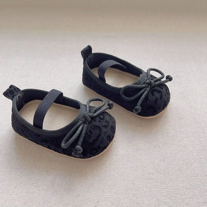 -ベビーシューズ レオパードリボンフラットバレエシューズ ファーストシューズ 靴 - mamahalo shop - ベビー用靴 -  べビー服 - 子供服 - 男の子 - 女の子