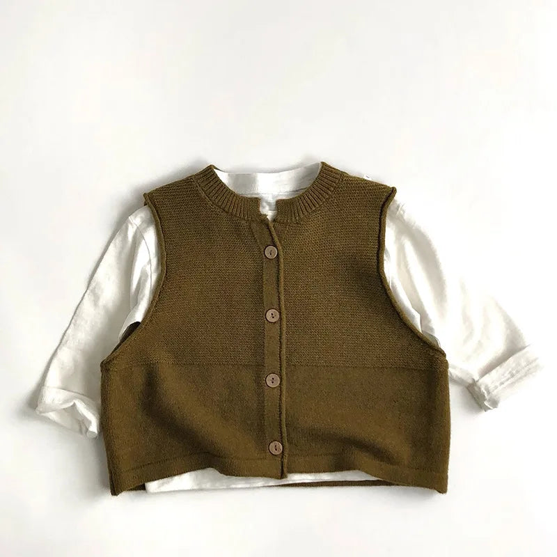 -キッズベスト シンプルベーシックチョッキベスト 2カラー【mh0007005】 - mamahalo shop - ベスト -  べビー服 - 子供服 - 男の子 - 女の子