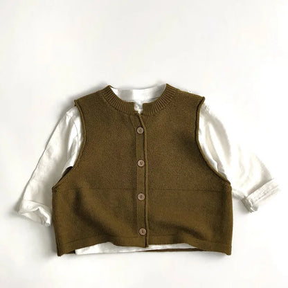 -キッズベスト シンプルベーシックチョッキベスト 2カラー【mh0007005】 - mamahalo shop - ベスト -  べビー服 - 子供服 - 男の子 - 女の子