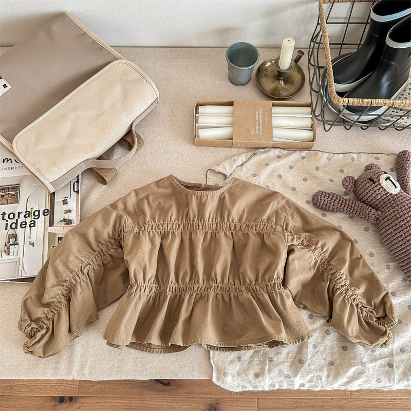 -キッズ 長袖 バットスリーブ チュニック ブラウス ガールズ - mamahalo shop - 長袖シャツ・ブラウス -  べビー服 - 子供服 - 男の子 - 女の子