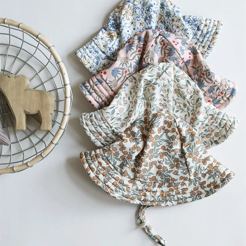 -キッズ帽子 サマーハット 日除け スイミングキャップ プール帽 フラワープリント柄【mh0004661】 - mamahalo shop - ベビー用帽子 -  べビー服 - 子供服 - 男の子 - 女の子