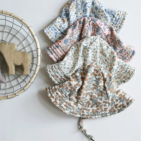 -キッズ帽子 サマーハット 日除け スイミングキャップ プール帽 フラワープリント柄【mh0004661】 - mamahalo shop - ベビー用帽子 -  べビー服 - 子供服 - 男の子 - 女の子