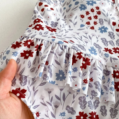 -ベビー水着 キャミソールペプラムワンピース 帽子セット スイムウェア ラッシュガード  フラワー花柄プリント【mh0005110】 - mamahalo shop - ベビー用水着 -  べビー服 - 子供服 - 男の子 - 女の子