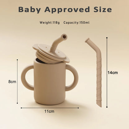 -☺︎ ベビーマグ ストローマグ ハンドル 持ち手付き 象エレファント シリコンカップ - mamahalo shop - ベビーキッズ食器 -  べビー服 - 子供服 - 男の子 - 女の子