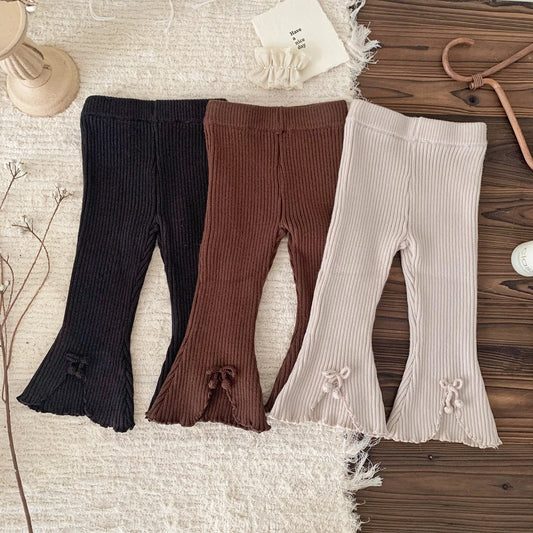 -キッズパンツ リボンフロントオープンフレアレギンスパンツ 3カラー - mamahalo shop - レギンスパンツ -  べビー服 - 子供服 - 男の子 - 女の子