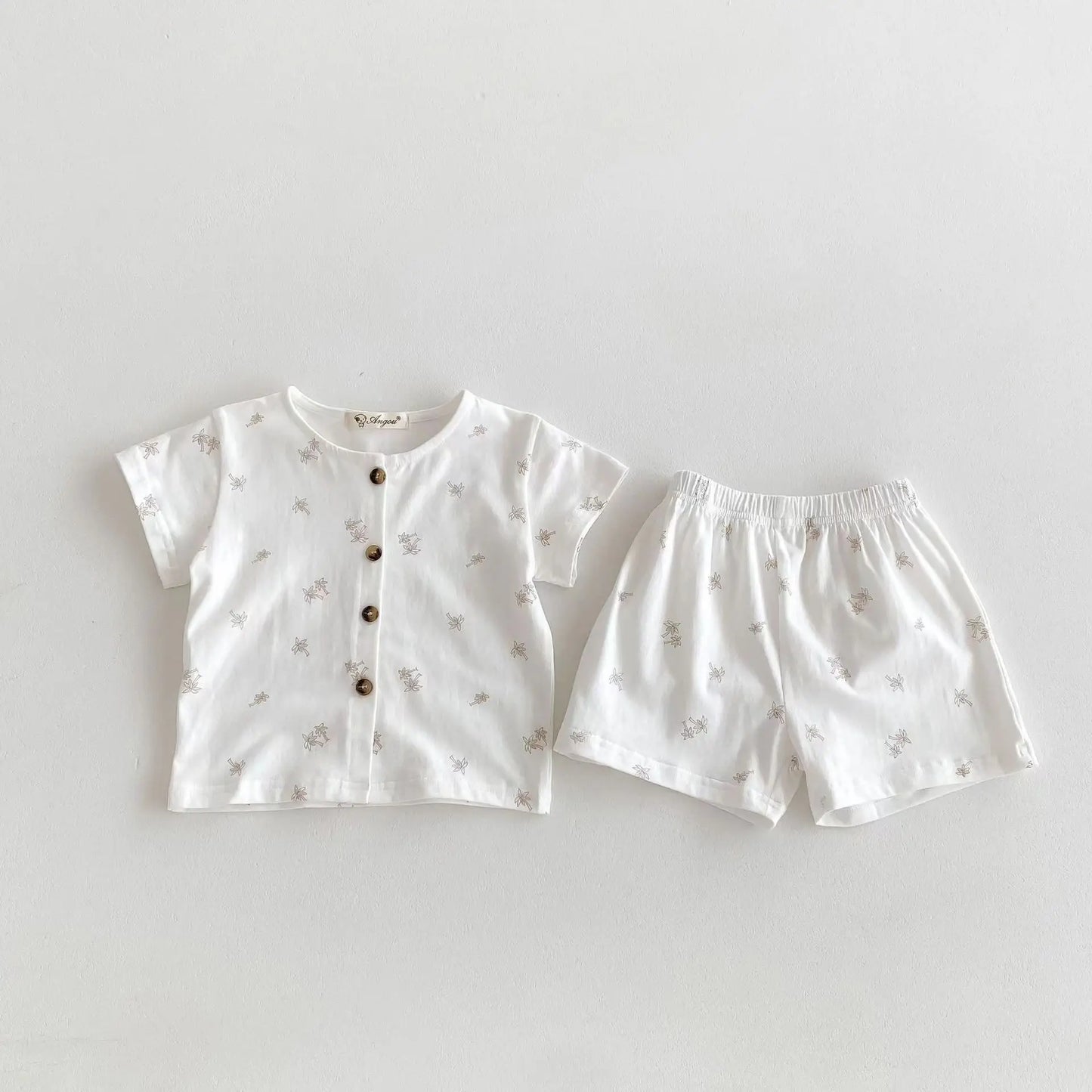 -キッズパジャマ 半袖パジャマセット トップス+パンツ フラワー小花柄プリント 2カラー【mh0006044】 - mamahalo shop - 半袖パジャマ -  べビー服 - 子供服 - 男の子 - 女の子